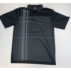 Nike Golf Men S Black Gray Striped Dri-Fit Polo Short Sleeve Performance Shirt